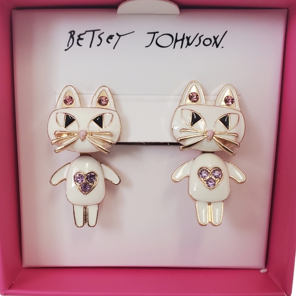 Betsey Johnson Front/Back Cat Earring Set - Picture 2 of 4